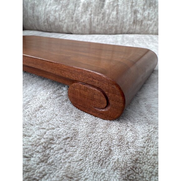 Scroll Wood Pedestal Stand Boho Eclectic Home Decor - Picture 4 of 7